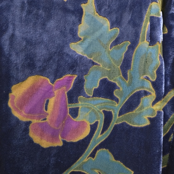 Lulus Evening With You Dark Blue Floral Velvet Asymmetrical Dress Size S - Picture 8 of 10